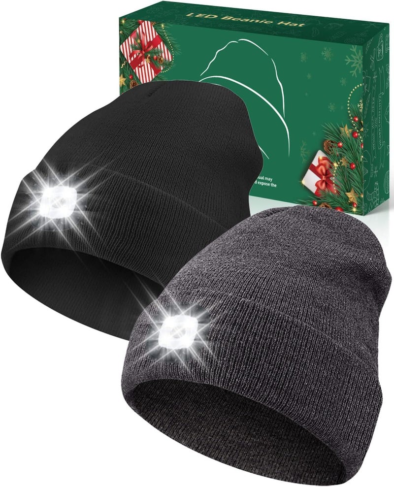 MOXTOYU Unisex Beanie with Light, USB Rechargeable LED Headlamp Hat, Christmas Stocking Stuffers Gifts - Image 1